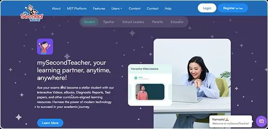 MySecondTeacher platform screenshot